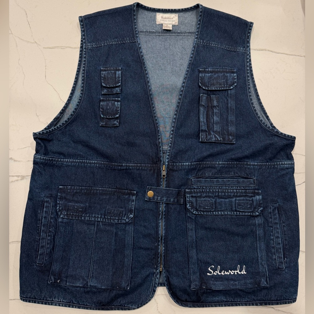 Haleman Denim Japanese Style Fishing Vest, Size XL, NWOT